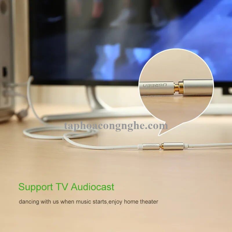 Ugreen 10778 5M màu Trắng Cáp âm thanh 3.5mm nối dài đầu nhôm AV118 30010778